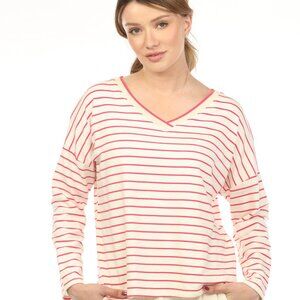 Fushia off white v neck Top CT2835